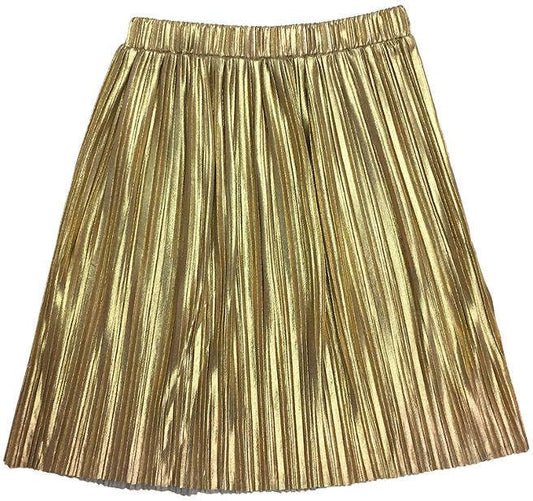 WHITE PLEATED SKIRT W/ GOLD GLITTER
