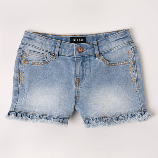 Ruffle Hem Denim Short