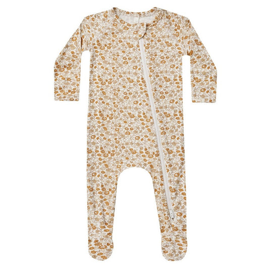 bamboo zip footie || marigold