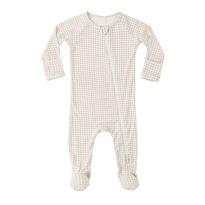 bamboo zip footie || oat check
