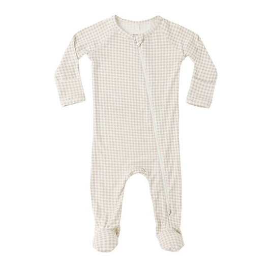 bamboo zip footie || oat check