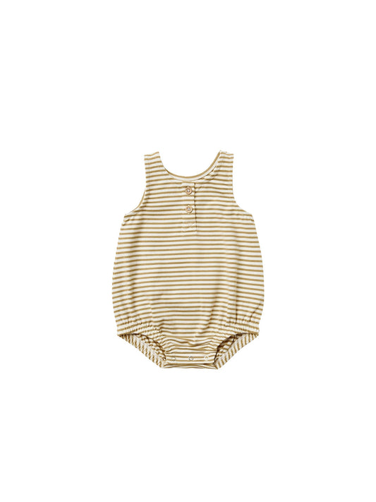 sleeveless bubble romper || honey