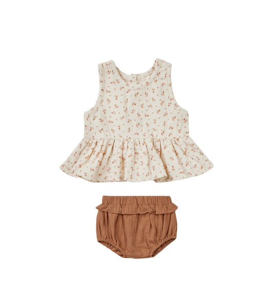sleeveless peplum set || clay ditsy