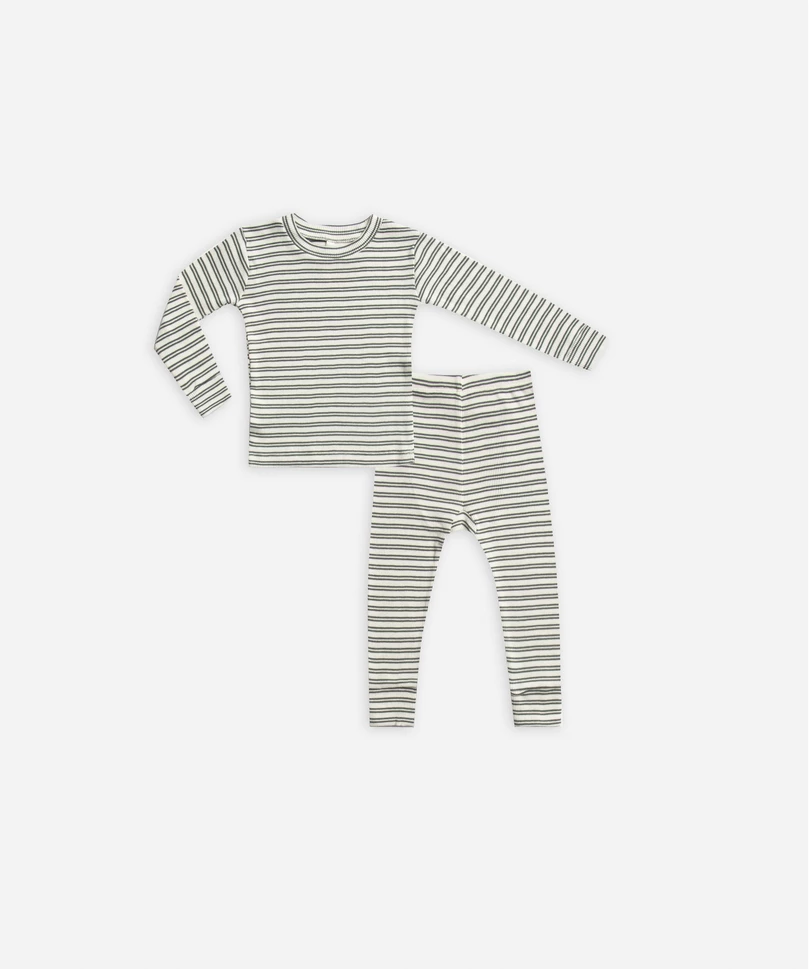 Ribbed Pajama Top || Spruce Stripe