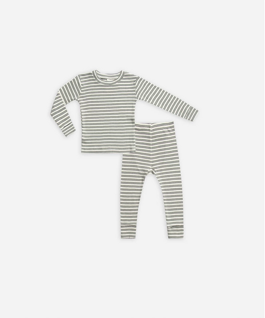 Ribbed Pajama Top || Spruce Stripe