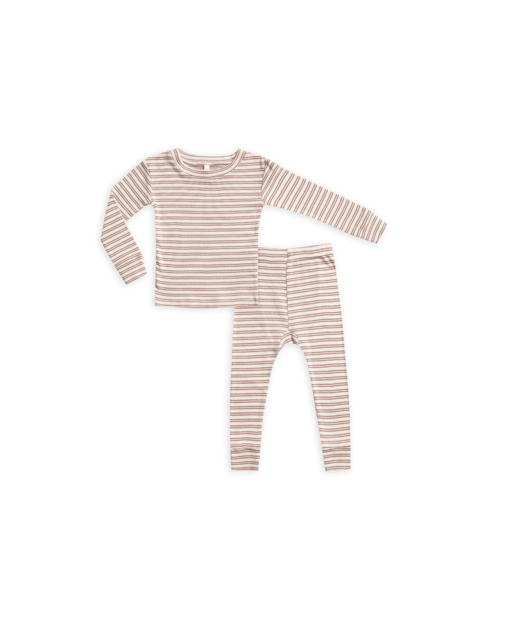 Ribbed Pajama Bottom || Truffle Stripe