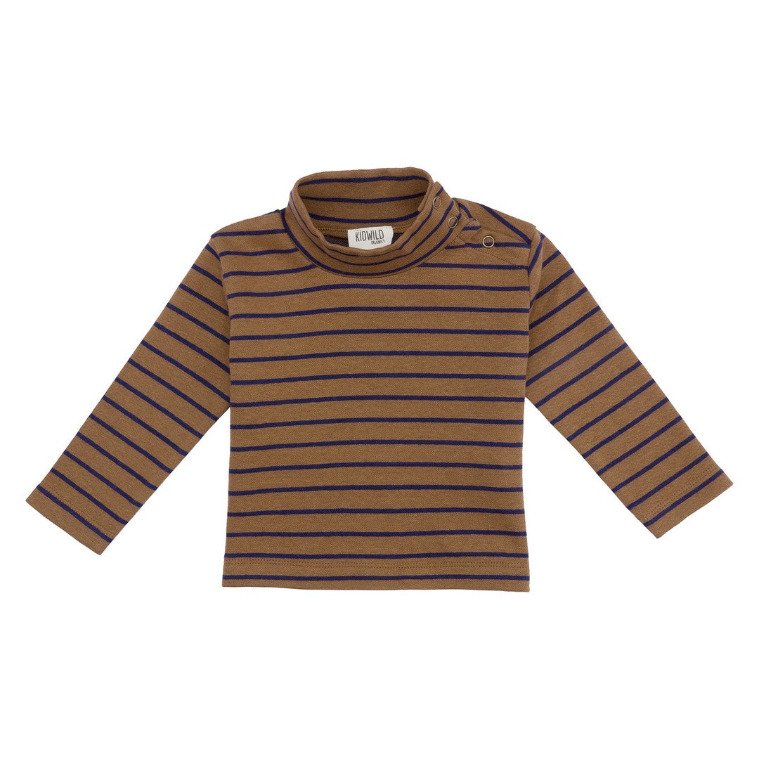 Mock Neck Top - Toffee Stripe