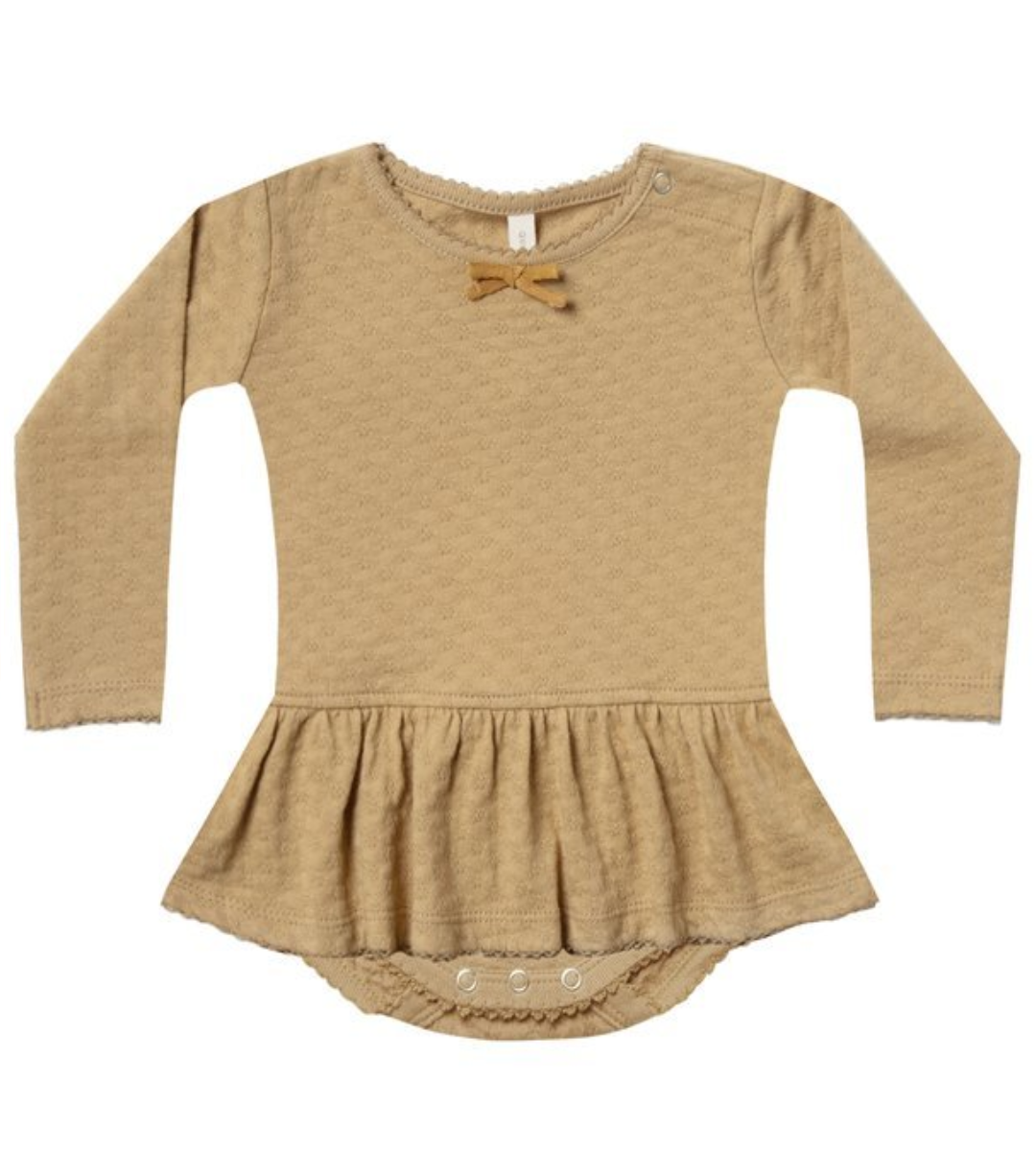 Pointelle Skirted Onesie honey 12-18m