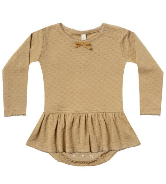 Pointelle Skirted Onesie honey 12-18m