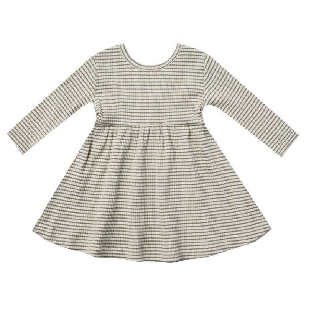 ribbed long sleeve dress | fern stripe