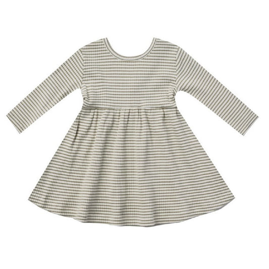 ribbed long sleeve dress | fern stripe