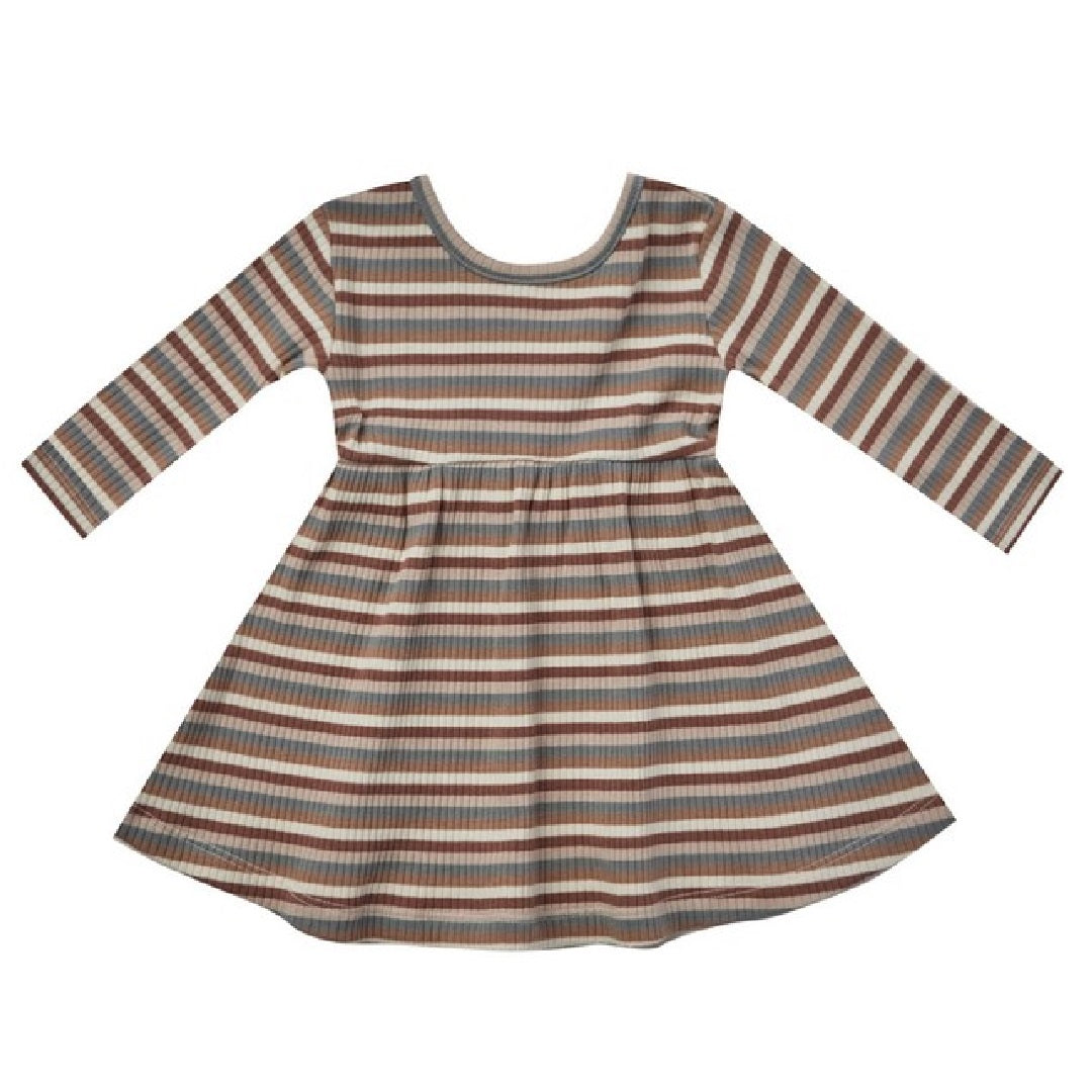 ribbed long sleeve dress | autumn stripe