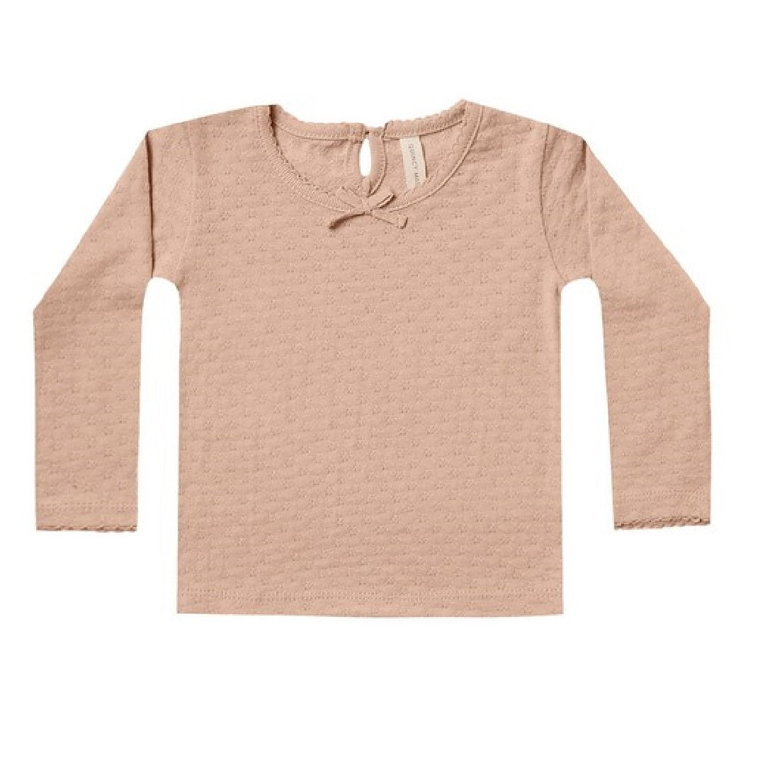 pointelle long sleeve tee | blush