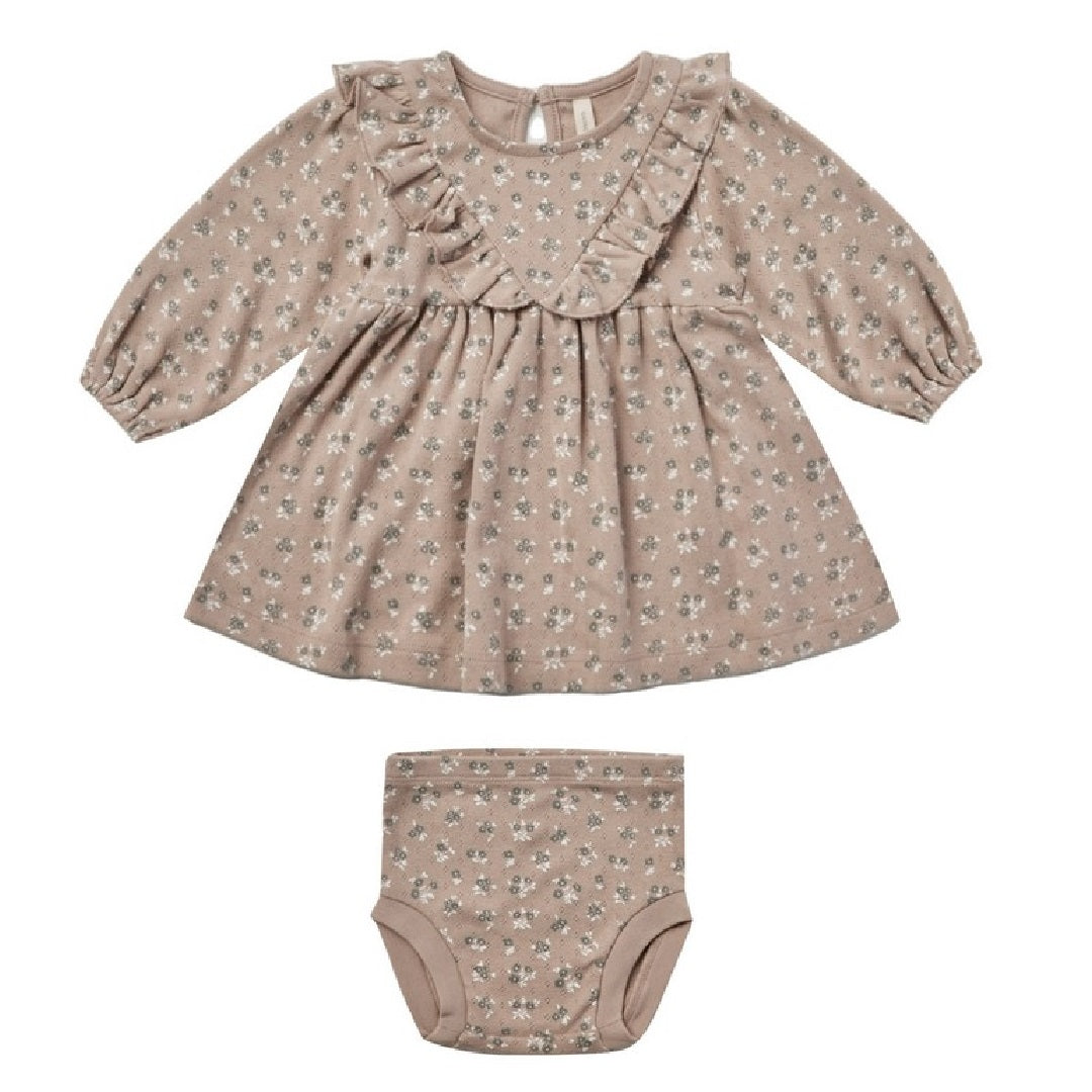 long sleeve ruffle v dress | truffle floral