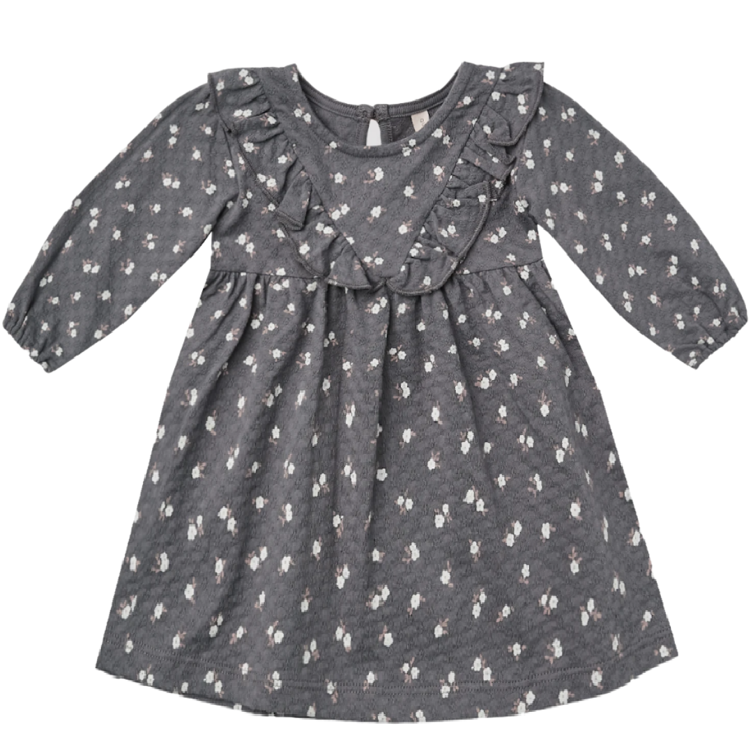 LONGSLEEVE RUFFLE V DRESS