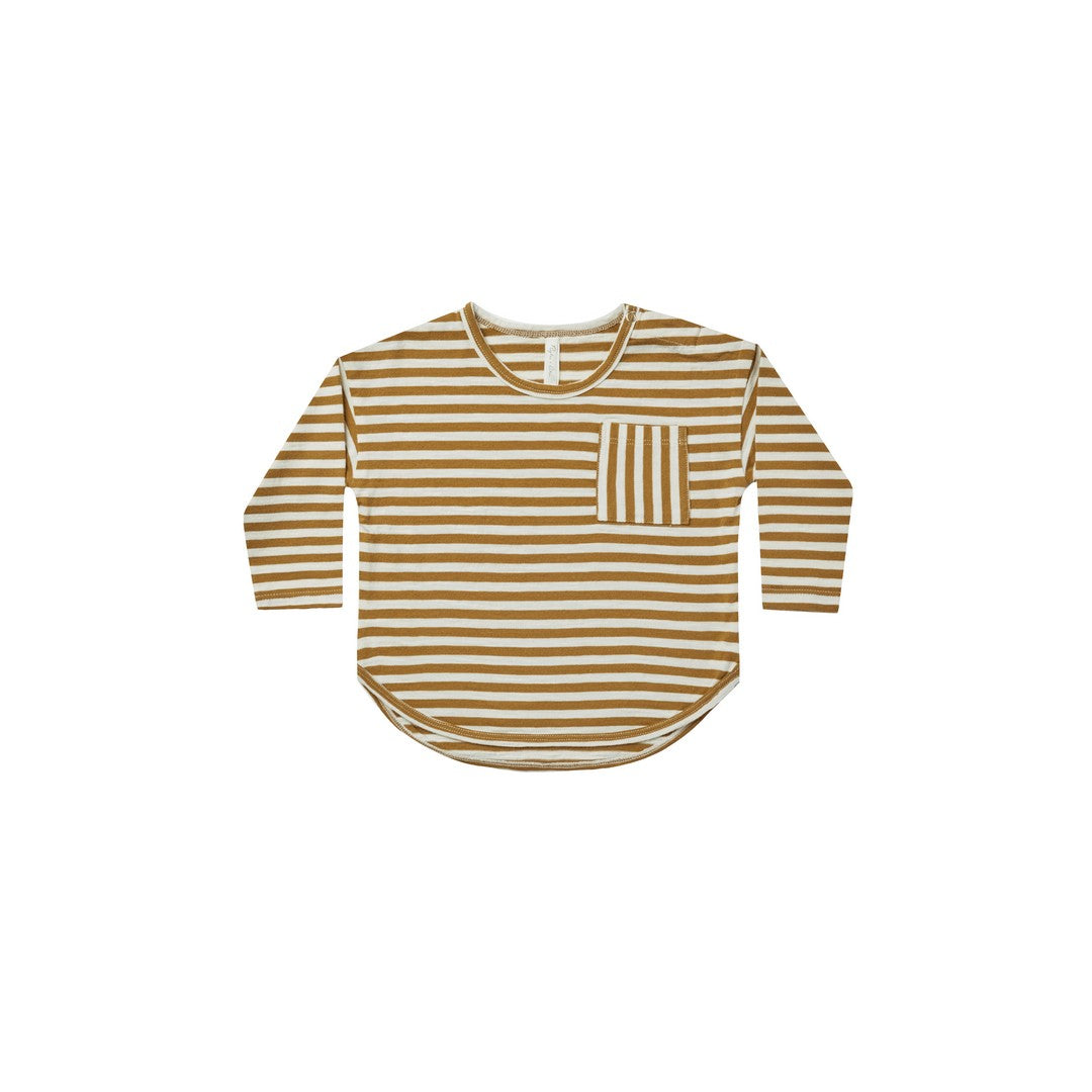 LONG SLEEVE POCKET TEE || CHARTREUSE STRIPE