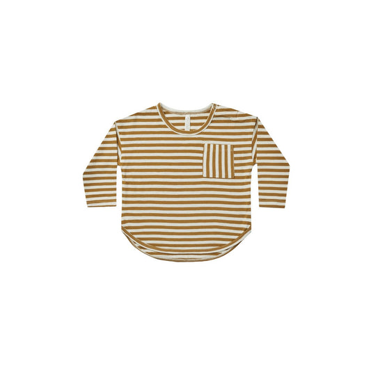 LONG SLEEVE POCKET TEE || CHARTREUSE STRIPE