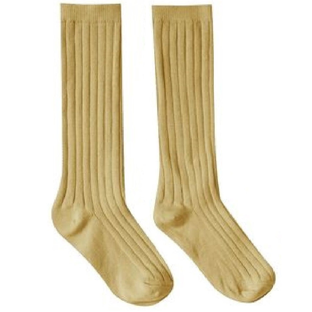 solid ribbed socks