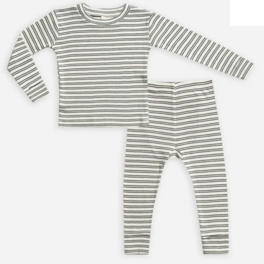 Ribbed Pajama Top || Spruce Stripe