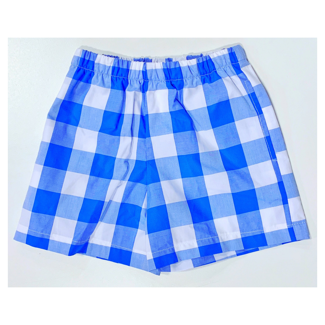 BRIGHT BLUE GINGHAM PLAYSHORTS