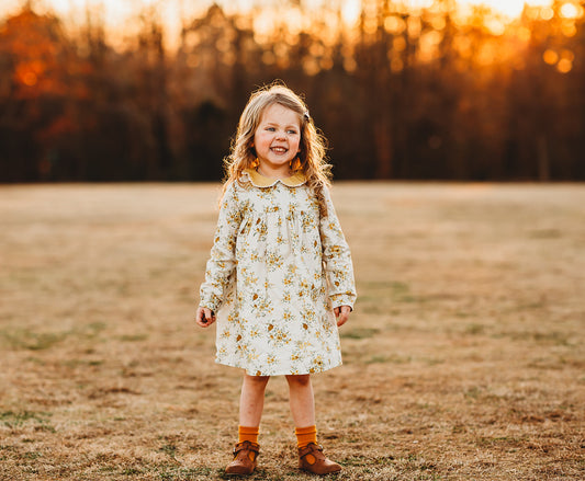 YELLOW FLORAL PRINTED DRESS