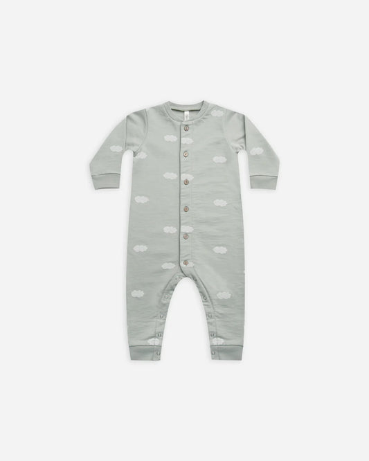 button down jumpsuit || clouds