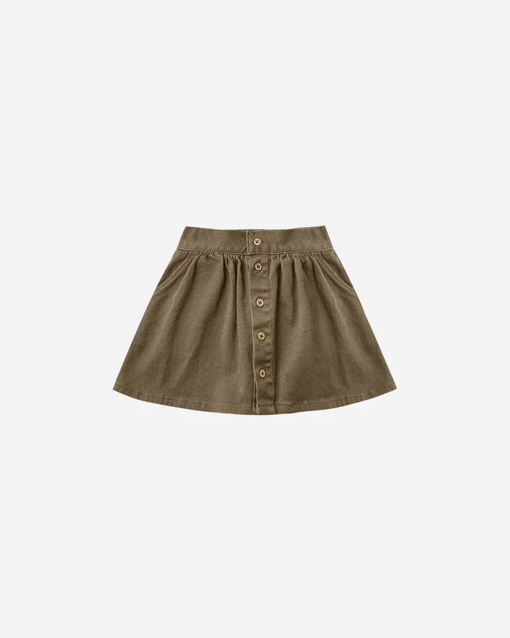 button front mini skirt || olive