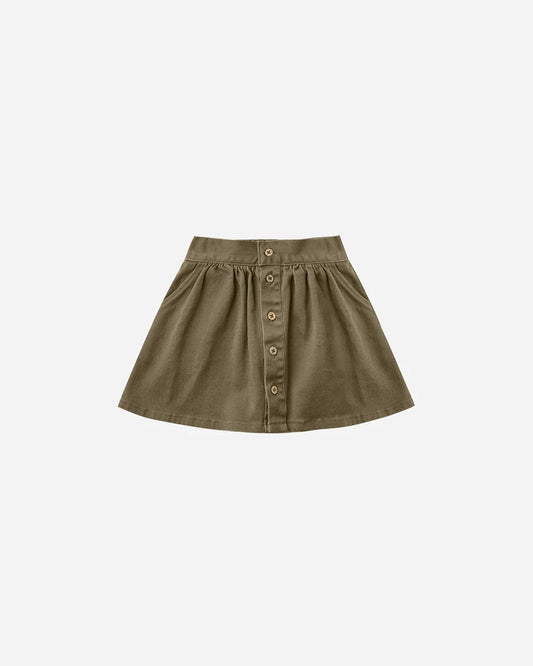 button front mini skirt || olive