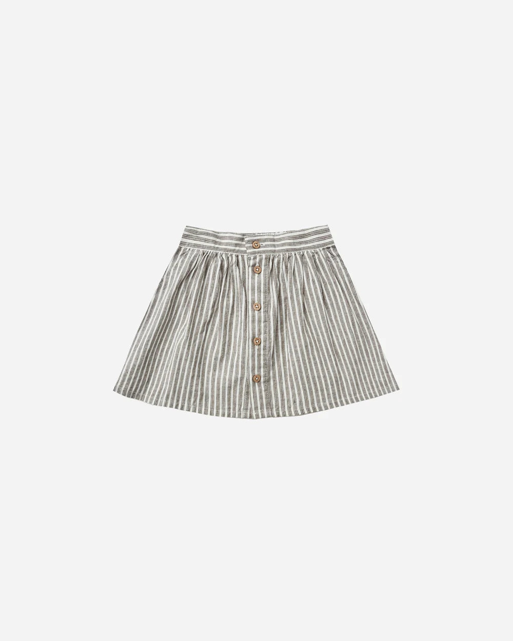 button front mini skirt || railroad stripe