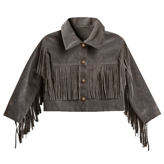 fringe jacket || charcoal