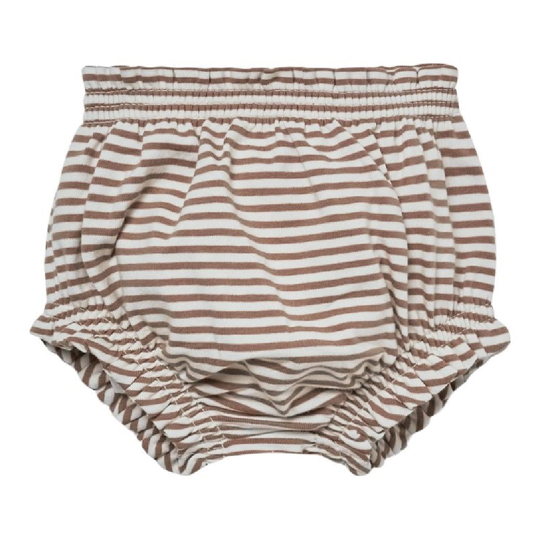 gathered bloomer | cocoa stripe