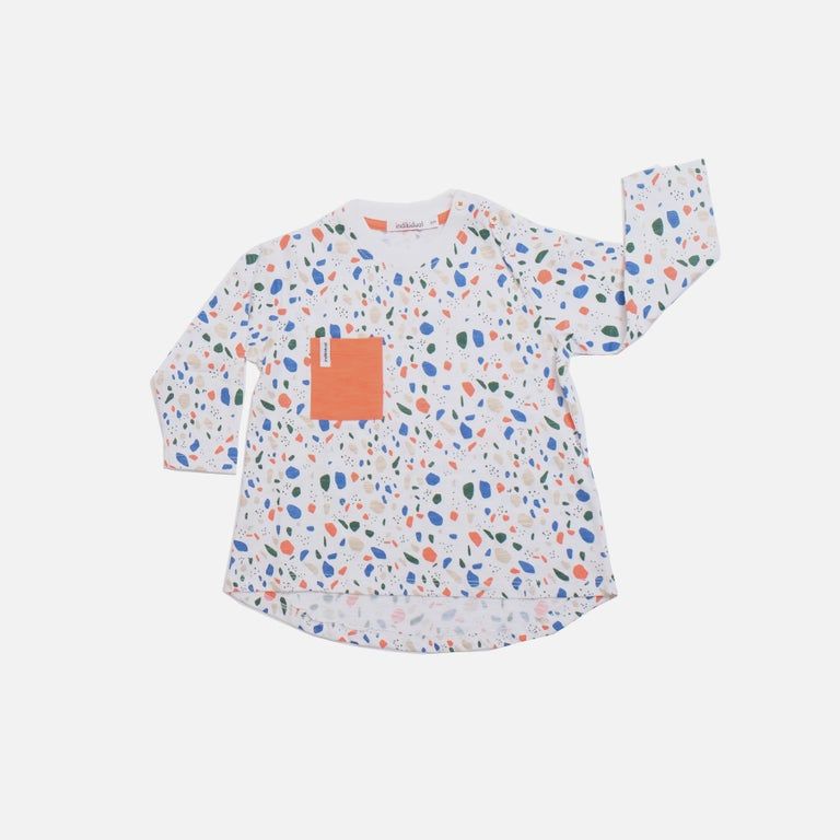 long sleeve terrazzo print top