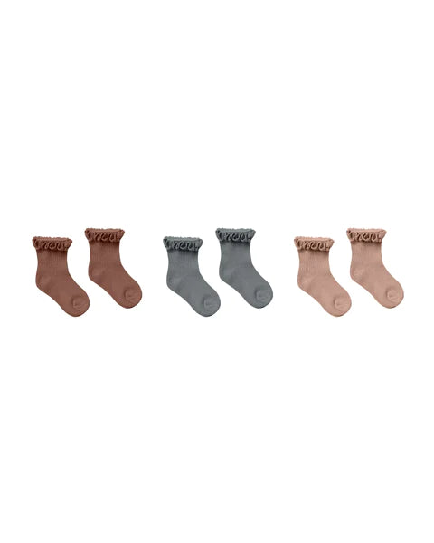 ruffle socks-3 pack || rib knit