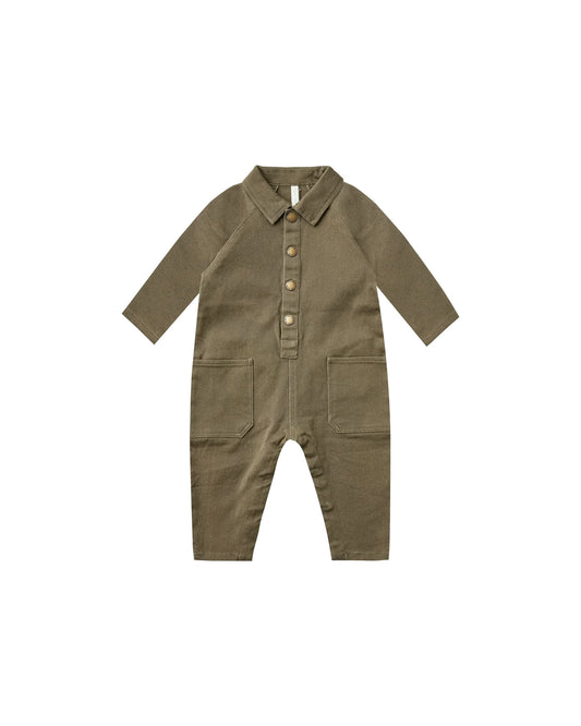 snap jumpsuit || olive