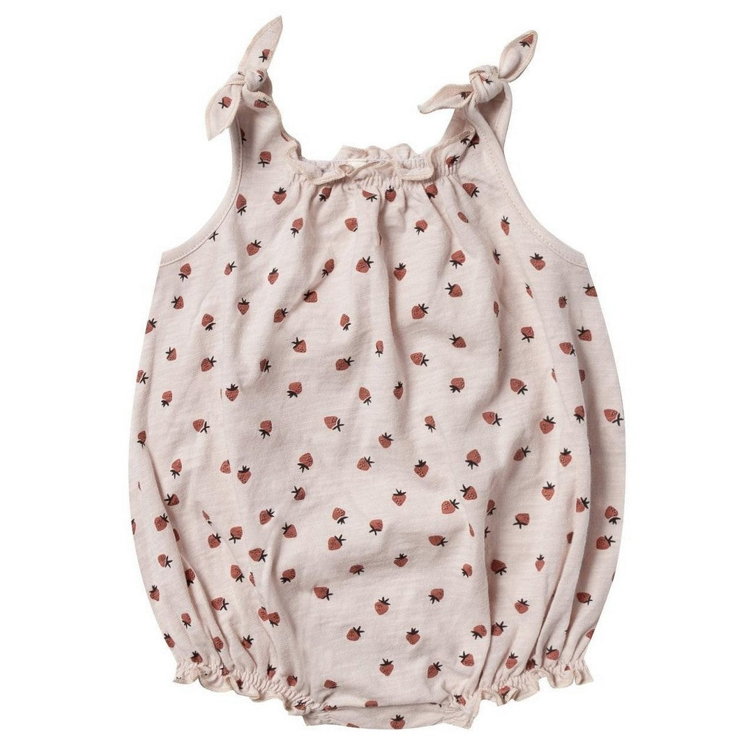 strawberry shoulder tie onesie